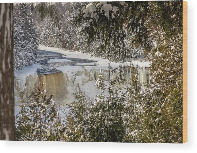 Nobody Wood Print featuring the photograph Tahquamenon Falls In Winter #1 by Jim West/science Photo Library