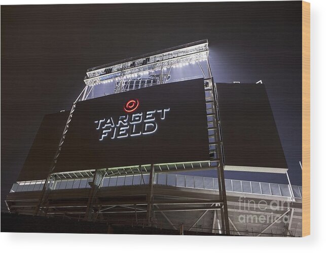 American League Baseball Wood Print featuring the photograph Target Field Previews by Wayne Kryduba
