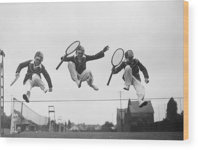Tennis Wood Print featuring the photograph Tennis Leap #1 by Douglas Miller