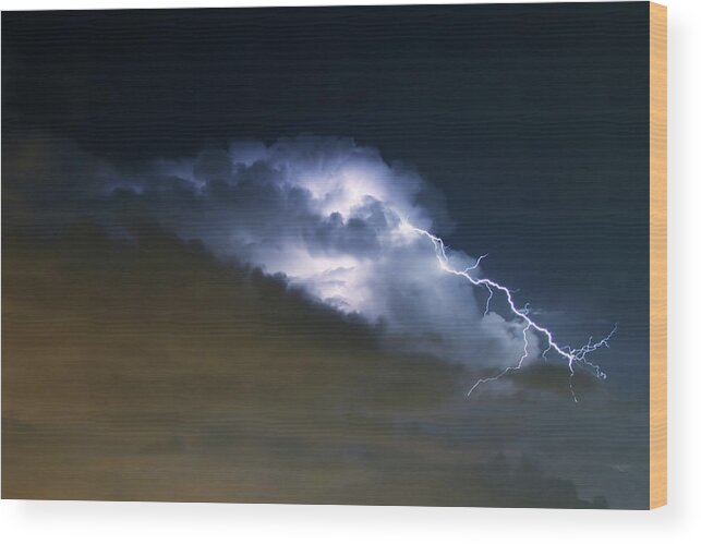 Environmental Damage Wood Print featuring the photograph Thunderstorm #1 by Nature247