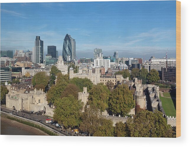 Financial District Wood Print featuring the photograph Tower Of London And City #1 by Daniel Sambraus