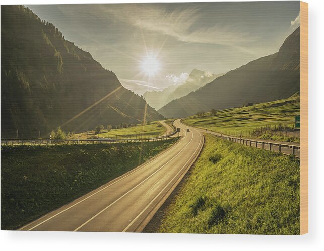 Tranquility Wood Print featuring the photograph Traffic On A Mountain Road #1 by Buena Vista Images