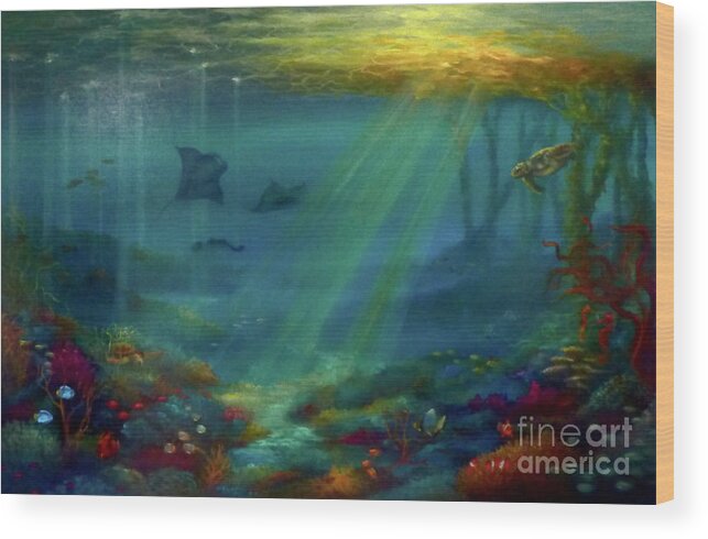 Tropical Rays Wood Print featuring the painting Tropical Rays by Lee Campbell
