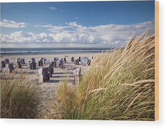 Non-urban Scene Wood Print featuring the photograph Wicker Beach Chairs #1 by Jorg Greuel