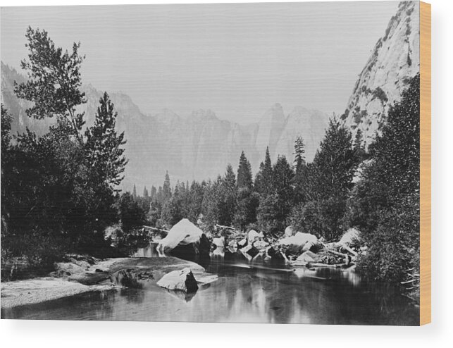 California Wood Print featuring the photograph Yosemite Valley #1 by Carleton E. Watkins
