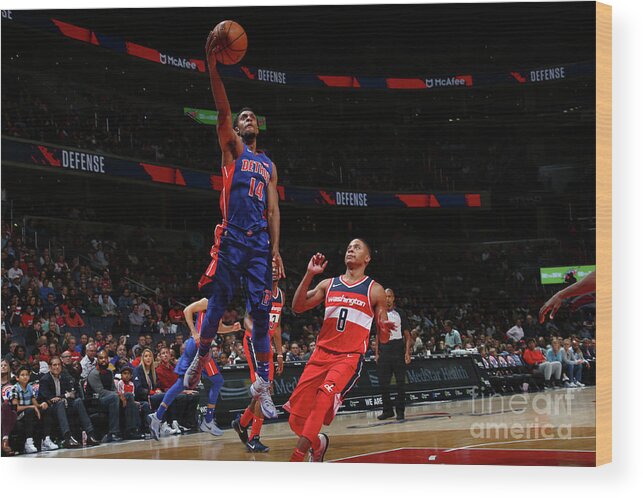 Nba Pro Basketball Wood Print featuring the photograph Detroit Pistons V Washington Wizards by Ned Dishman