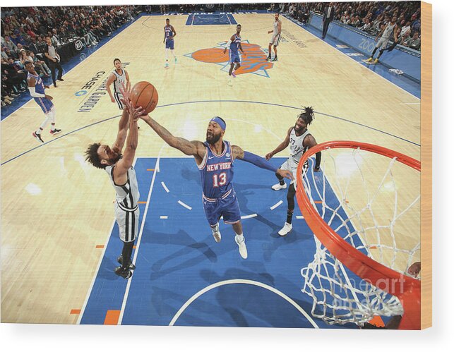 Nba Pro Basketball Wood Print featuring the photograph San Antonio Spurs V New York Knicks by Nathaniel S. Butler