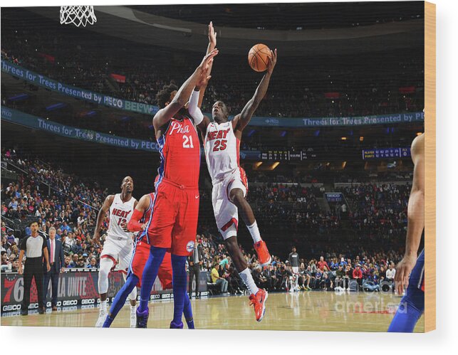 Kendrick Nunn Wood Print featuring the photograph Miami Heat V Philadelphia 76ers by Jesse D. Garrabrant