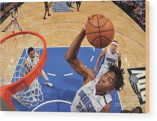 Nba Pro Basketball Wood Print featuring the photograph Brooklyn Nets V Orlando Magic by Fernando Medina