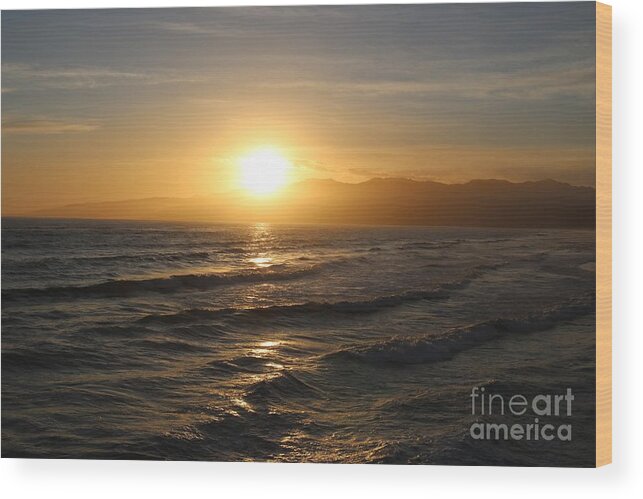 Sunset Wood Print featuring the photograph Pacific Sunset , Santa Monica, California #13 by John Shiron