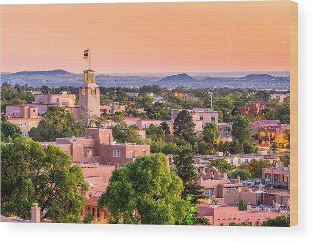 Landscape Wood Print featuring the photograph Santa Fe, New Mexico, Usa Downtown #14 by Sean Pavone