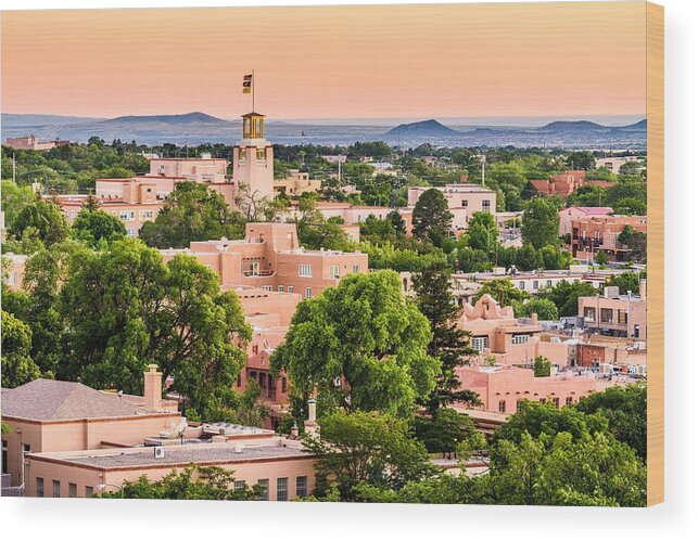 Landscape Wood Print featuring the photograph Santa Fe, New Mexico, Usa Downtown #15 by Sean Pavone