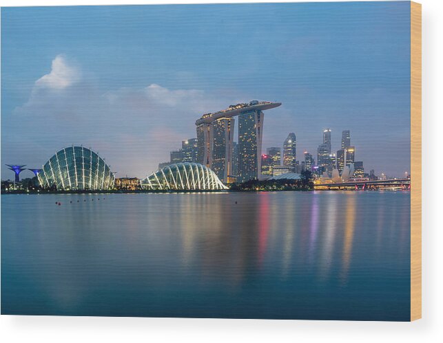 Cityscape Wood Print featuring the photograph Singapore Business District Skyline #15 by Prasit Rodphan