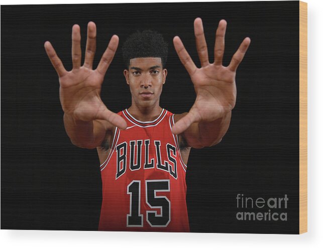 Chandler Hutchison Wood Print featuring the photograph 2018 Nba Rookie Photo Shoot by Brian Babineau