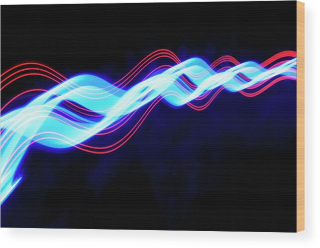 Black Background Wood Print featuring the photograph Abstract Light Trails And Streams #16 by John Rensten