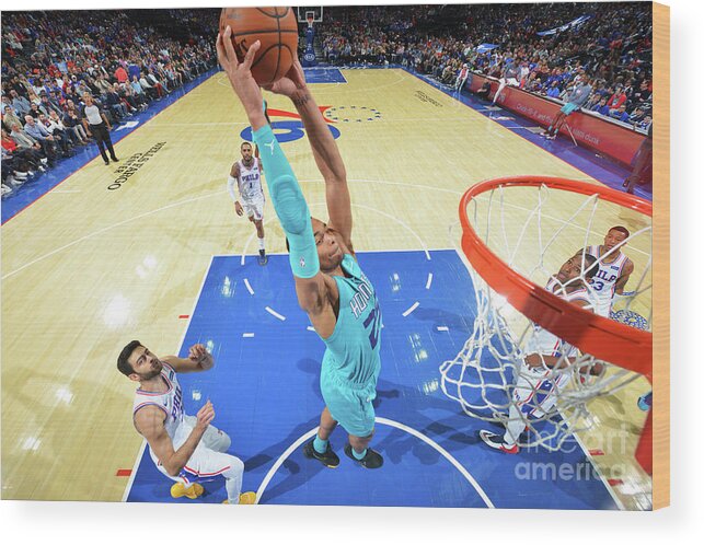 Pj Washington Wood Print featuring the photograph Charlotte Hornets V Philadelphia 76ers #16 by Jesse D. Garrabrant