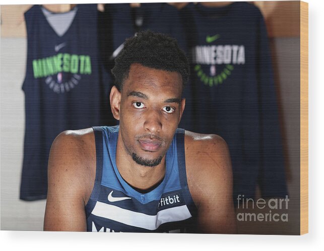 Keita Bates-diop Wood Print featuring the photograph 2018 Nba Rookie Photo Shoot #19 by Nathaniel S. Butler
