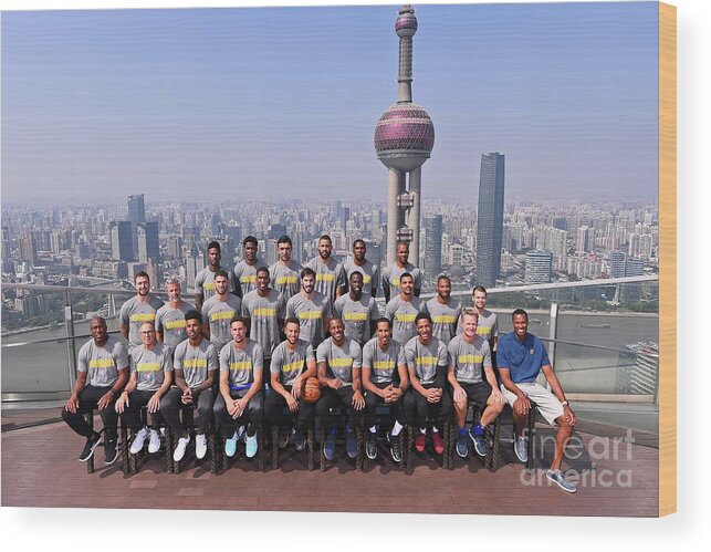 The Golden State Warriors Wood Print featuring the photograph 2017 Nba Global Games - China by Noah Graham