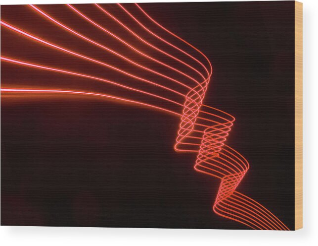 Parallel Wood Print featuring the photograph Abstract Colored Light Trails With by John Rensten