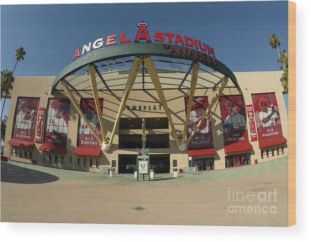 American League Baseball Wood Print featuring the photograph Angel Stadium Of Anaheim by Doug Benc