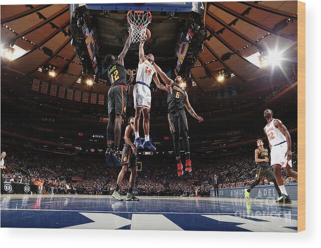 Allonzo Trier Wood Print featuring the photograph Atlanta Hawks V New York Knicks by Nathaniel S. Butler