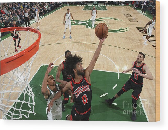 Coby White Wood Print featuring the photograph Chicago Bulls V Milwaukee Bucks by Gary Dineen