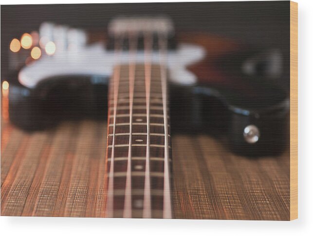Rock Music Wood Print featuring the photograph Close Up Of Bass Guitar #2 by Daniel Grill