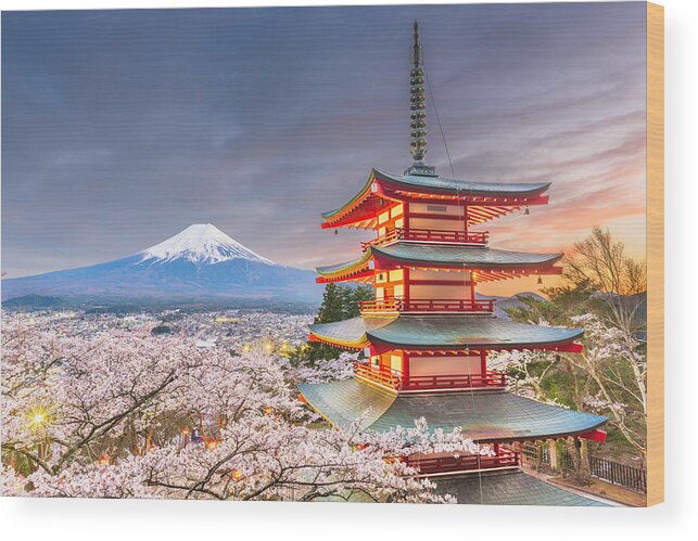 Landscape Wood Print featuring the photograph Fujiyoshida, Japan View Of Mt. Fuji #2 by Sean Pavone