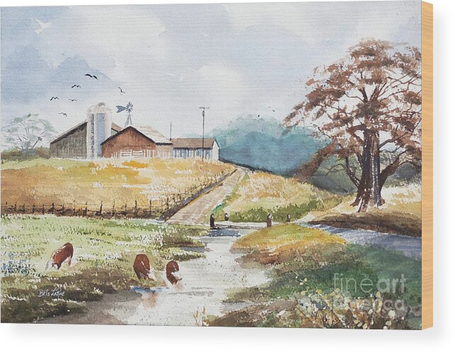Watercolor Wood Print featuring the painting Grazing #2 by Betty LaRue
