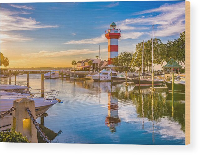 Landscape Wood Print featuring the photograph Hilton Head, South Carolina, Lighthouse #2 by Sean Pavone