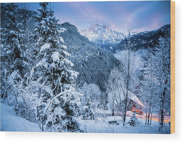 Estock Wood Print featuring the digital art Italy, Veneto, Belluno District, Alps, Dolomites, Alto Agordino, Digonera In Cordevole Valley, View Towards Civetta Mountain #2 by Giovanni Simeone