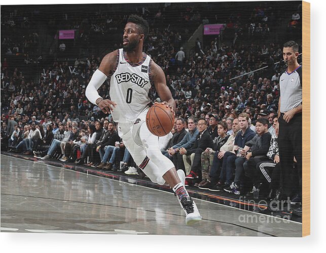 David Nwaba Wood Print featuring the photograph Miami Heat V Brooklyn Nets by Nathaniel S. Butler
