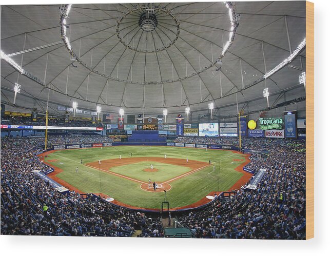 American League Baseball Wood Print featuring the photograph New York Yankees V Tampa Bay Rays by Brian Blanco
