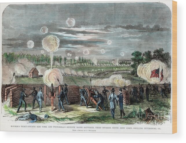 Engraving Wood Print featuring the drawing Siege Of Petersburg, Virginia, American #2 by Print Collector