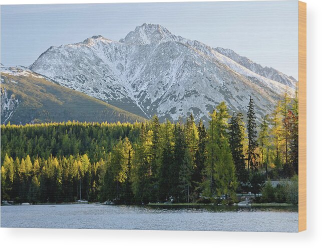 Scenics Wood Print featuring the photograph Strbske Pleso - Mountain Lake In Morning #2 by Yorkfoto