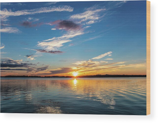 Cloudy Wood Print featuring the photograph Sunset #2 by Doug Long