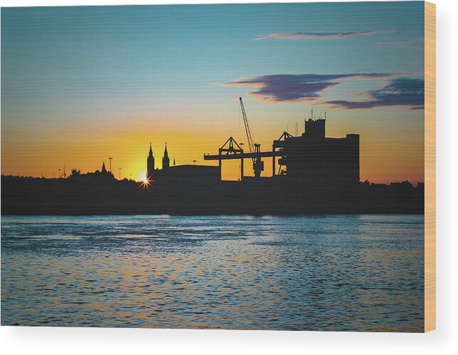 Worms Wood Print featuring the photograph Sunset in Worms #3 by Marc Braner