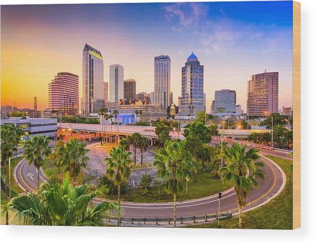 Cityscape Wood Print featuring the photograph Tampa, Florida, Usa Downtown Skyline #2 by Sean Pavone