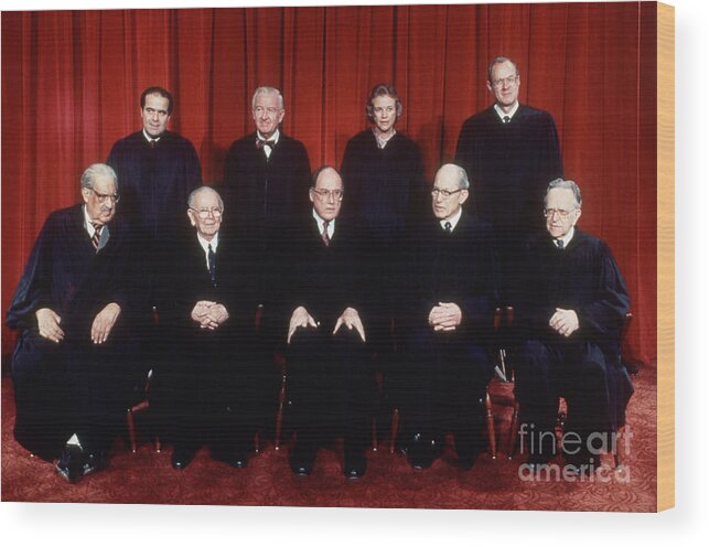 1980-1989 Wood Print featuring the photograph United States Supreme Court Justices #2 by Bettmann