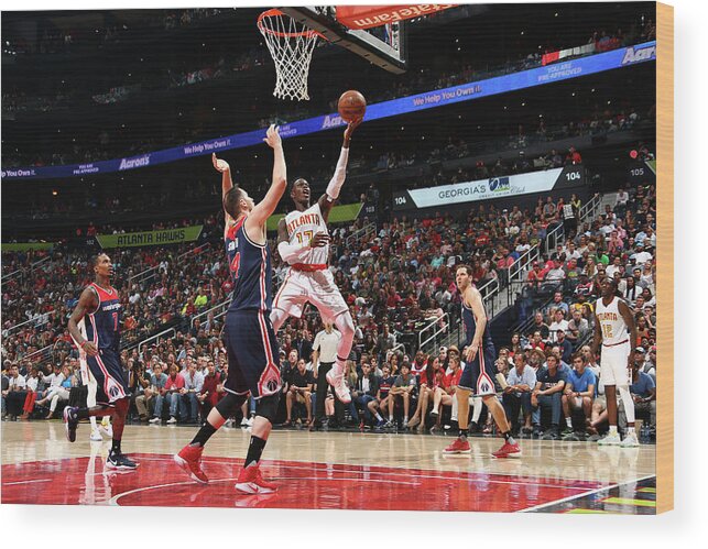 Dennis Schroder Wood Print featuring the photograph Washington Wizards V Atlanta Hawks - by Kevin Liles