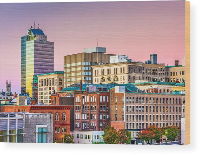 Cityscape Wood Print featuring the photograph Worcester, Massachusetts, Usa Downtown #2 by Sean Pavone