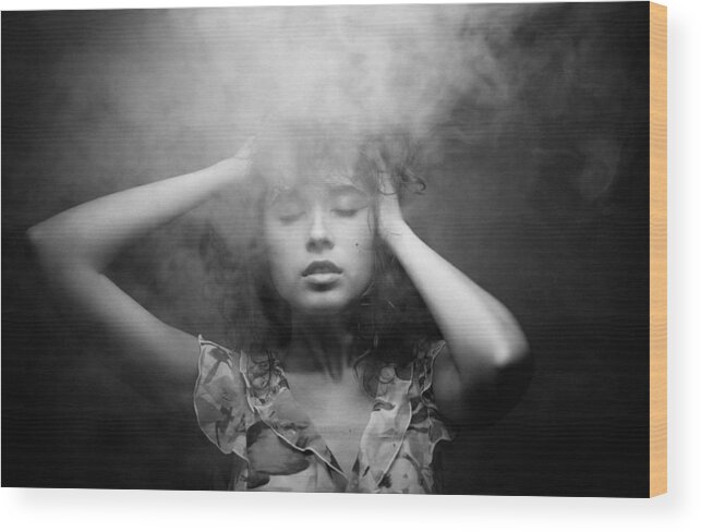 Monochrome Wood Print featuring the photograph ... #20 by Artem Vasilenko