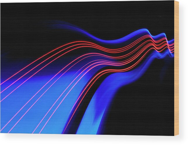 Black Background Wood Print featuring the photograph Abstract Light And Heat Trails #20 by John Rensten