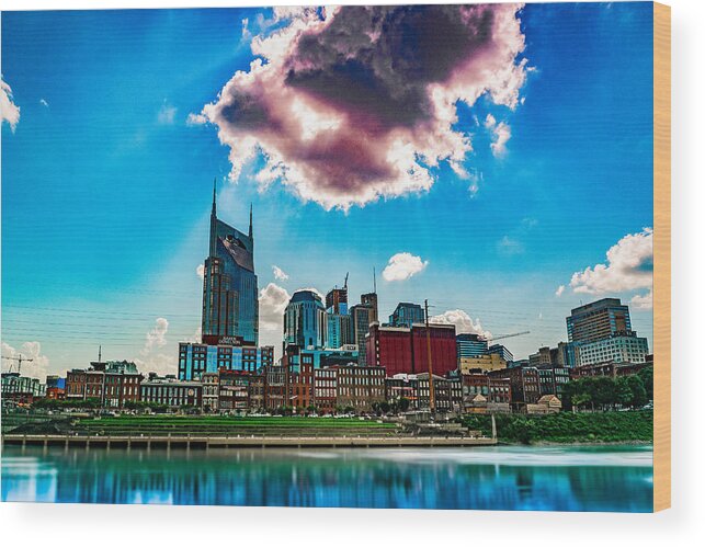 Nashville Wood Print featuring the photograph 2017 Nashville Tennessee Skyline by Dave Morgan