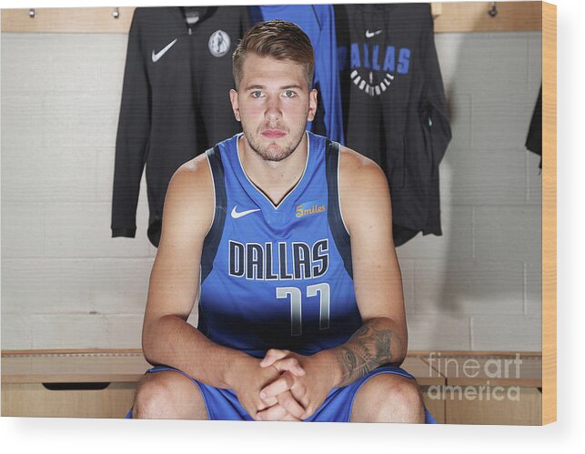 Luka Doncic Wood Print featuring the photograph 2018 Nba Rookie Photo Shoot by Nathaniel S. Butler