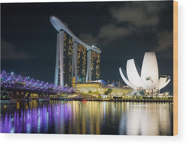 Cityscape Wood Print featuring the photograph Singapore Business District Skyline #21 by Prasit Rodphan