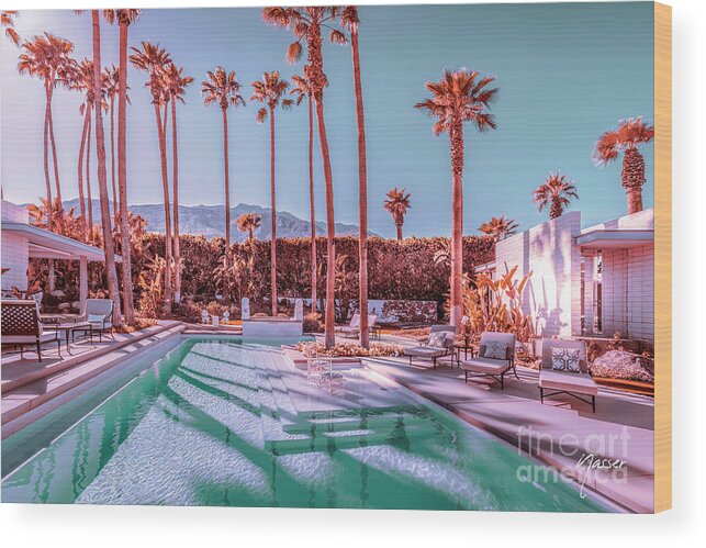 Mid-century Modern Wood Print featuring the photograph 2262 Affluent Luxe Style Mid-Century Modern Estate Palm Springs Architecture by Amyn Nasser
