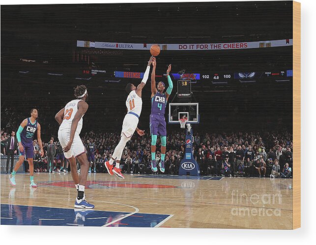 Nba Pro Basketball Wood Print featuring the photograph Charlotte Hornets V New York Knicks by Nathaniel S. Butler
