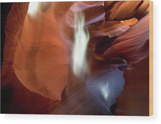 Antelope Canyon Wood Print featuring the photograph Abstract Sandstone Sculptured Canyon #27 by Mitch Diamond