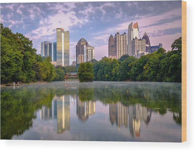 Landscape Wood Print featuring the photograph Atlanta, Georgia, Usa Midtown Skyline #3 by Sean Pavone
